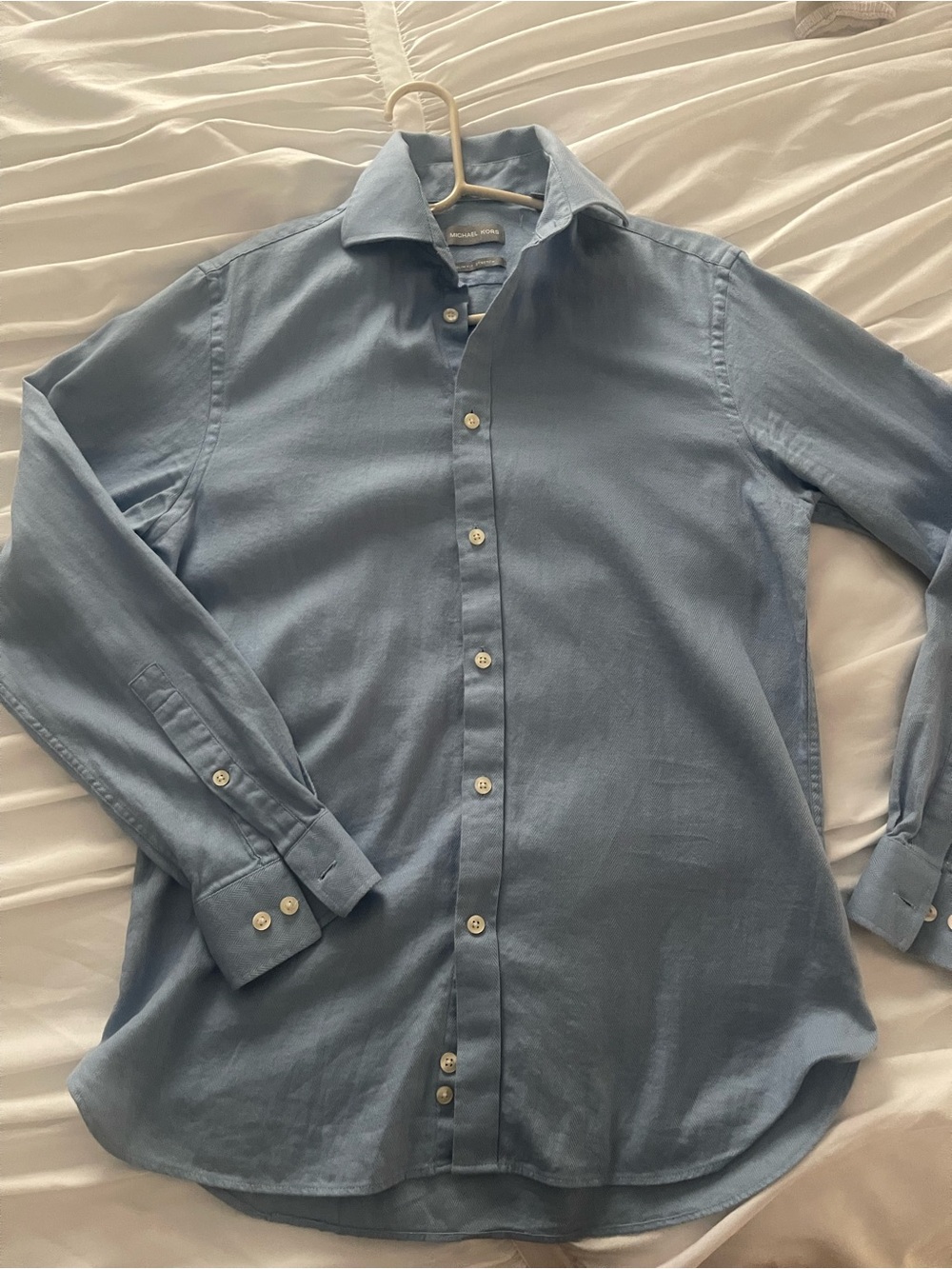 Michael Kors Men's Light Blue Button-Down Dress Shirt